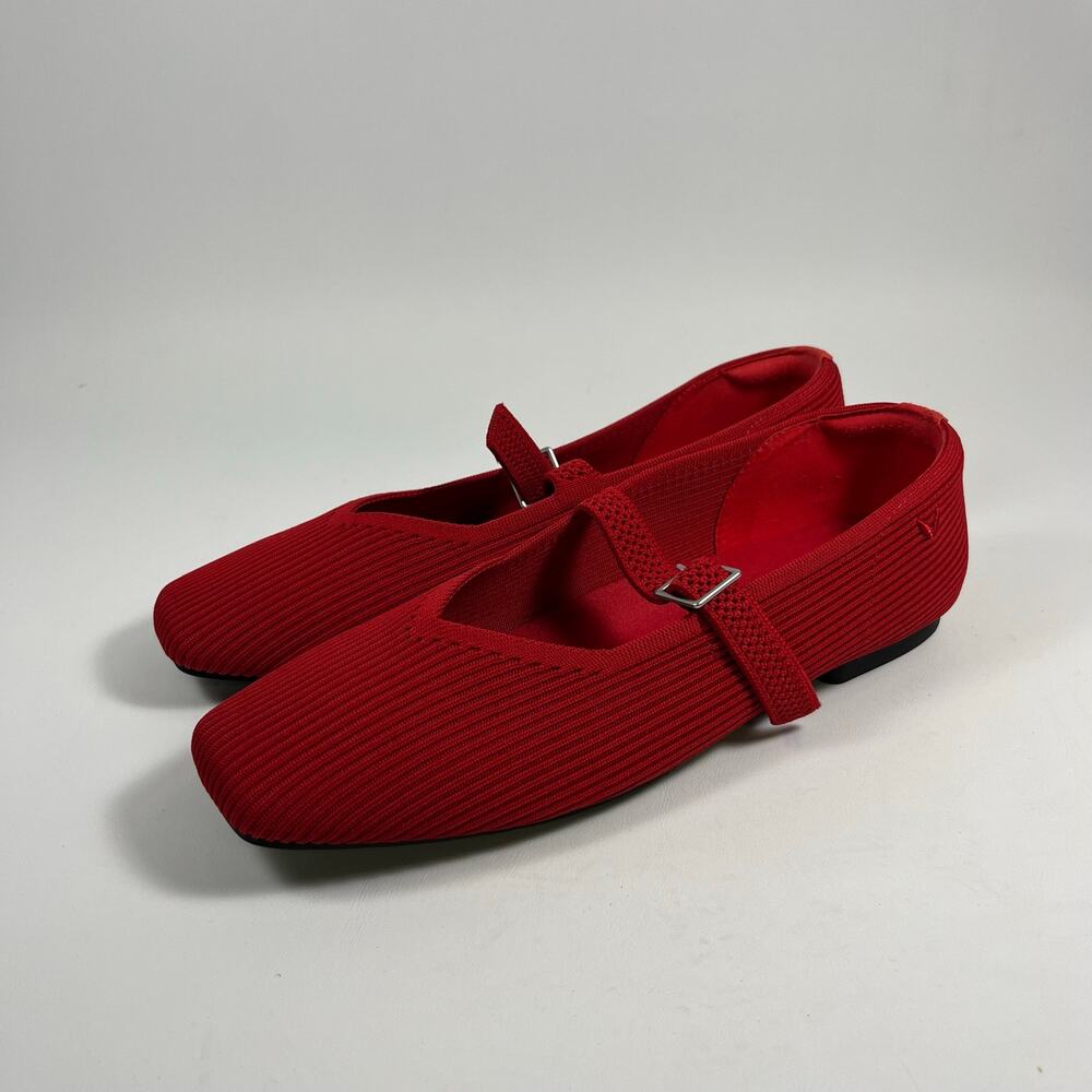 Vivaia Margot Mary Jane Square Toe Ballet Flats EU 41.5 US 10 Red Classic